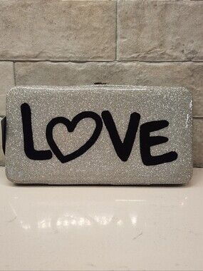 Wet Seal Silver Glitter Wallet Clutch